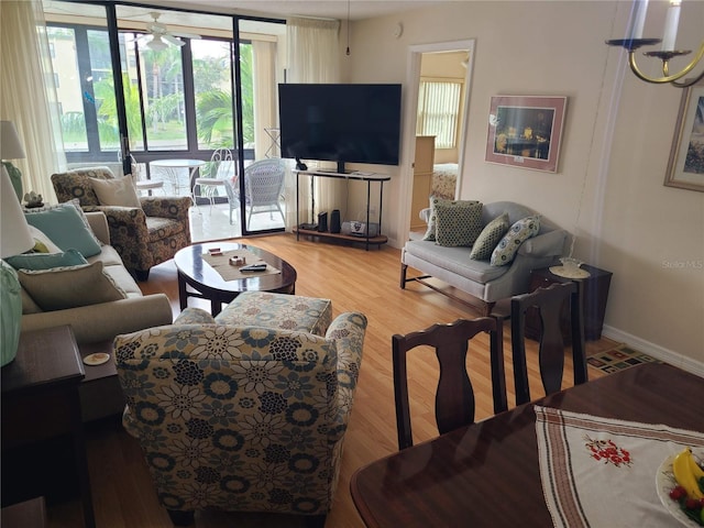 living room featuring hardwood / wood-style flooring