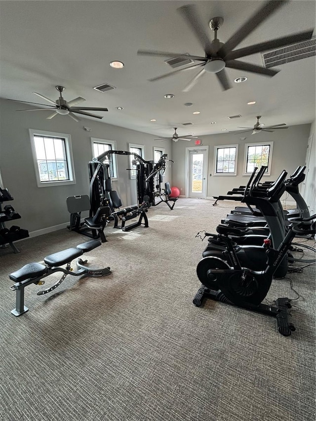 gym featuring carpet