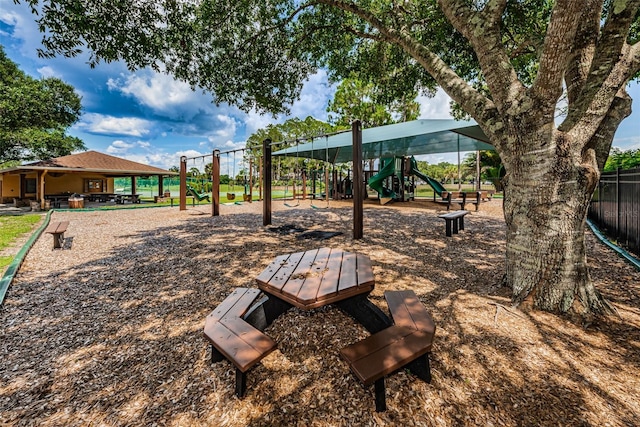 view of property's community with a playground