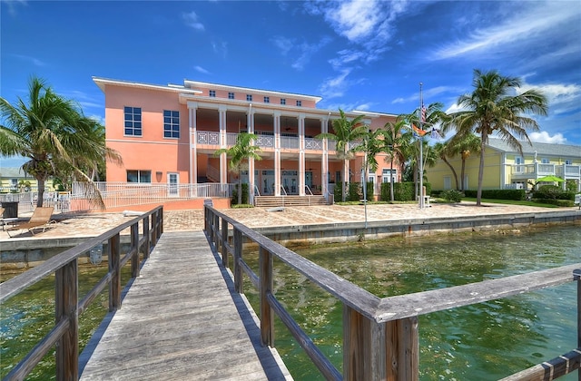 view of dock featuring a water view