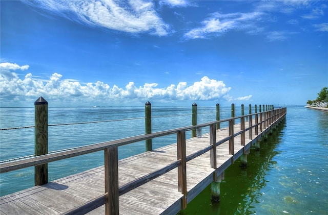 view of dock featuring a water view