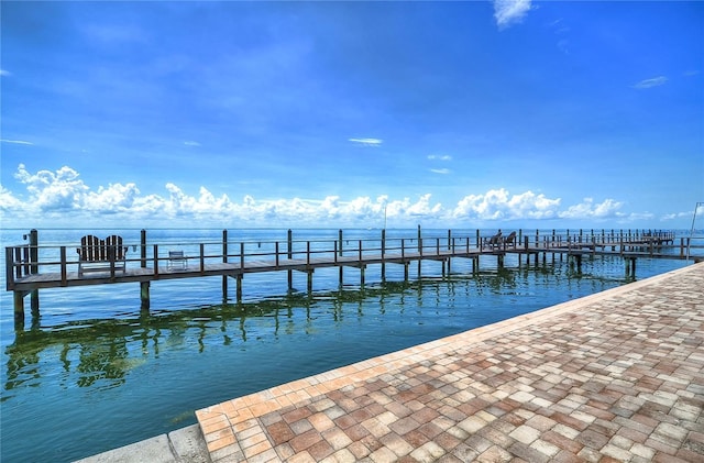 view of dock featuring a water view