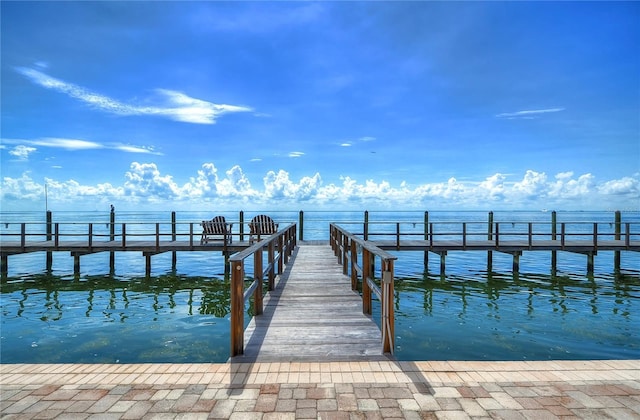 view of dock featuring a water view