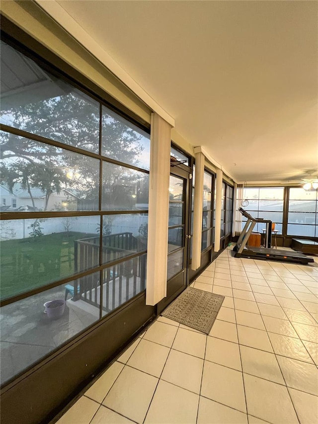 view of unfurnished sunroom