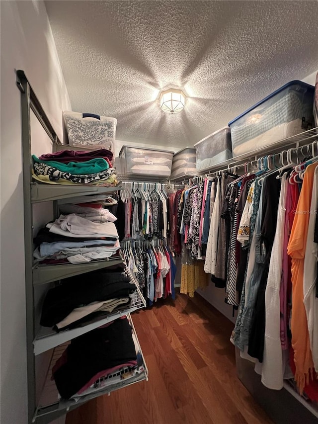 walk in closet featuring hardwood / wood-style floors