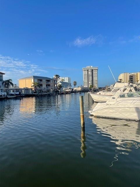 dock area featuring a water view