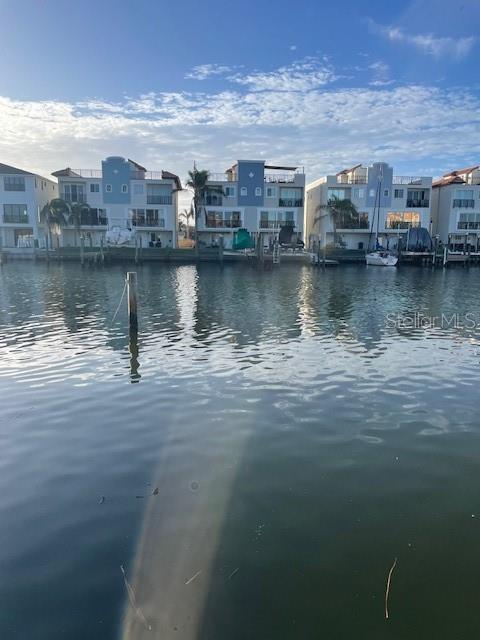 water view featuring a dock