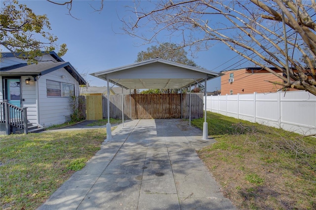 exterior space featuring a carport