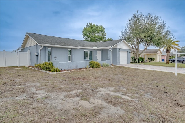 single story home with a garage