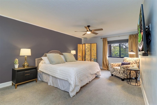 bedroom with carpet floors and ceiling fan