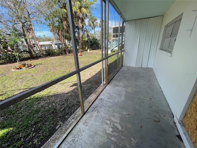 view of unfurnished sunroom