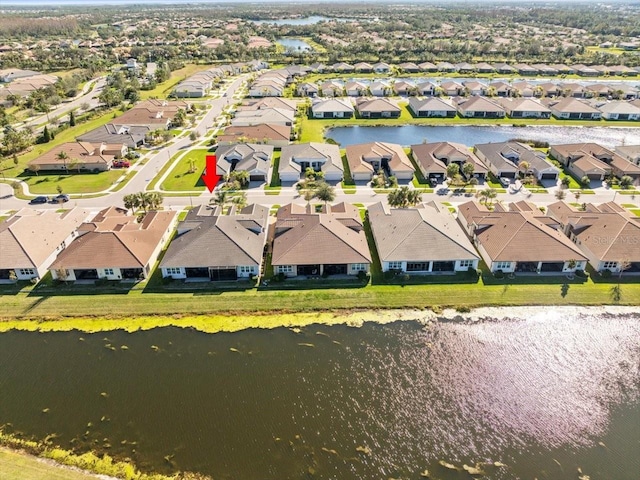 bird's eye view featuring a water view