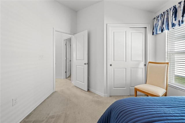 carpeted bedroom featuring a closet