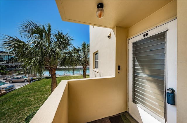 balcony with a water view