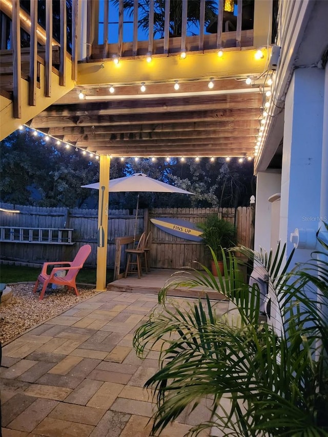 view of patio at twilight