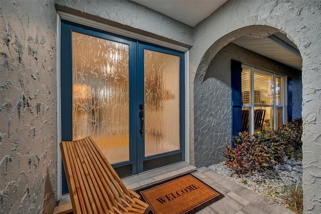 entrance to property with french doors