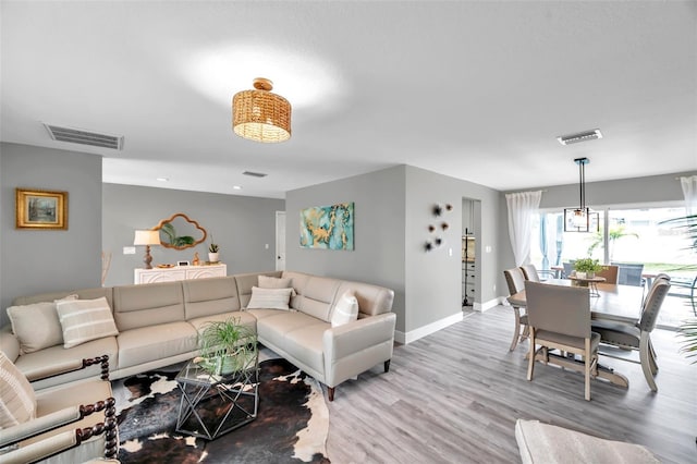 living room featuring light hardwood / wood-style flooring