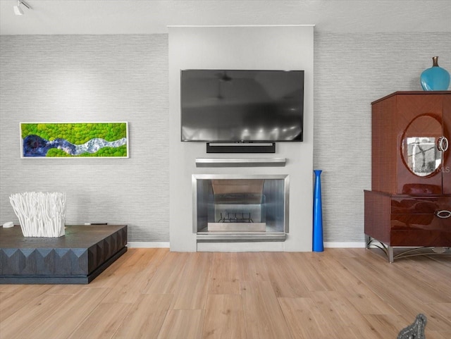 living room with hardwood / wood-style flooring