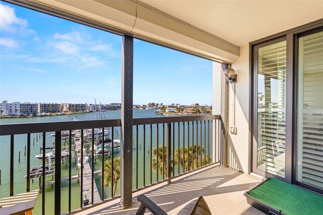 balcony with a water view