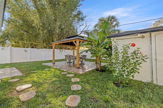 view of yard with a gazebo and a patio area