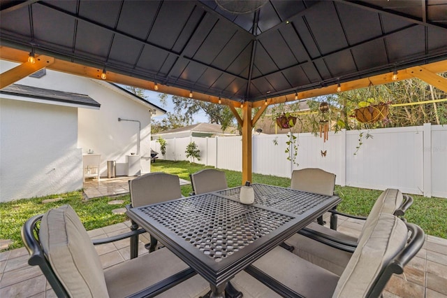 view of patio featuring a gazebo