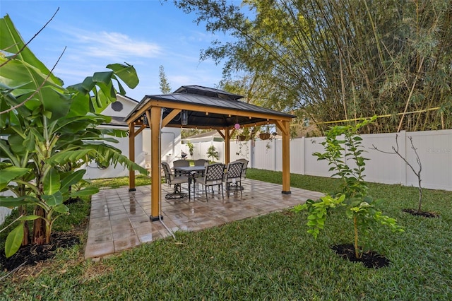 view of patio / terrace with a gazebo