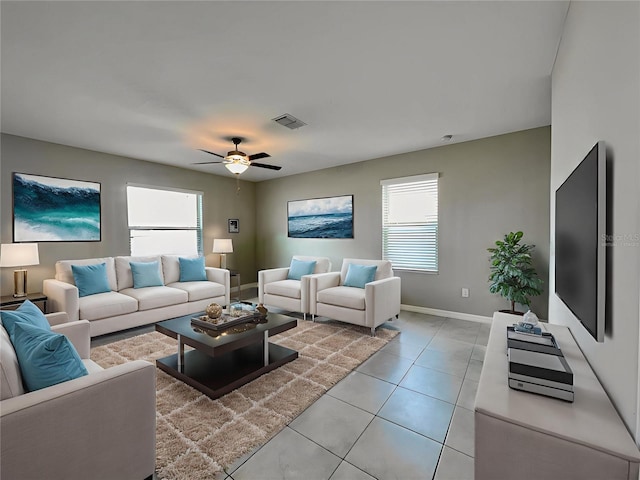 13621 Willow Bluestar Loop, Riverview, FL 33579 - living room featuring a ceiling fan and light tile patterned flooring