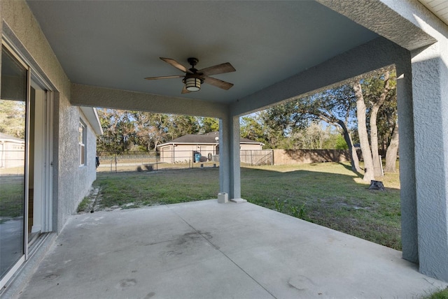 view of patio / terrace featuring ceiling fan