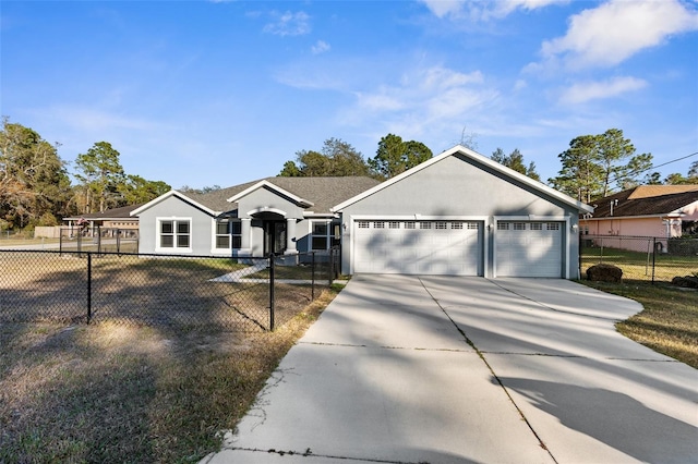 ranch-style home featuring a garage