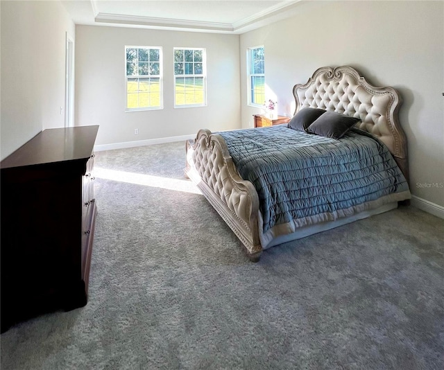 carpeted bedroom featuring multiple windows