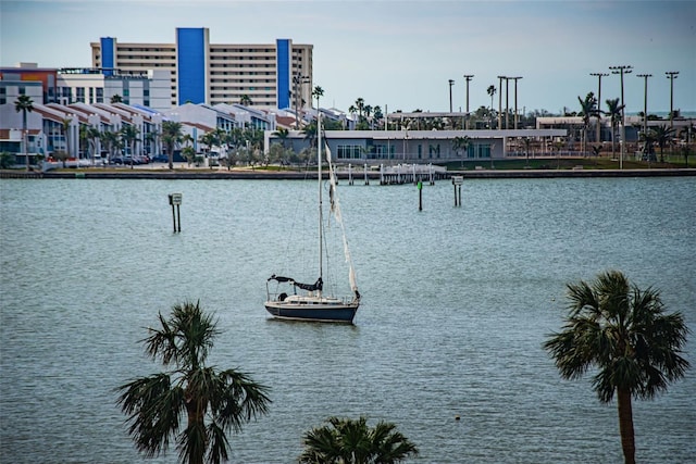 water view with a boat dock