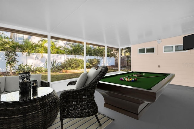 sunroom with billiards