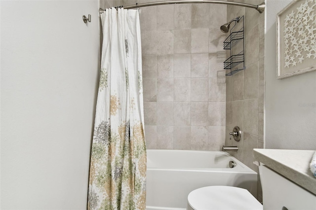 5226 Lake Venice Dr, Wimauma, FL 33598 - full bath with toilet, vanity, and shower / bathtub combination with curtain