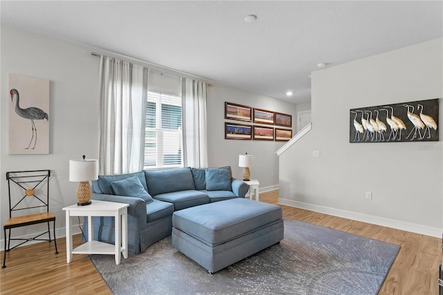 living room with hardwood / wood-style floors