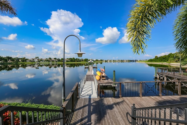 dock area featuring a water view