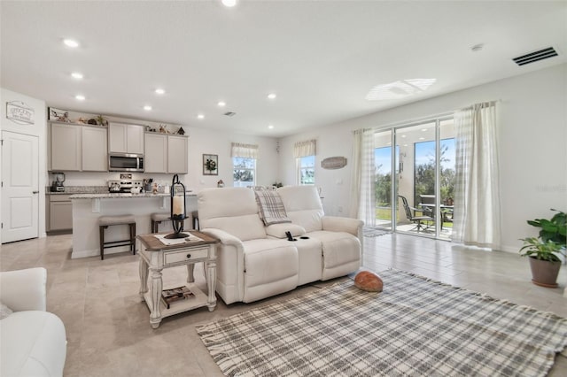 view of tiled living room