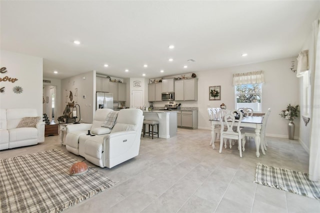 view of tiled living room