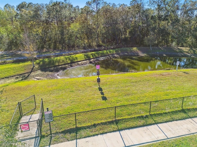 view of yard with a water view