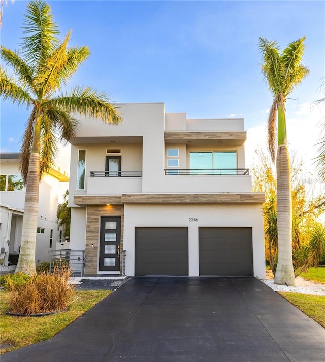 contemporary home featuring a garage