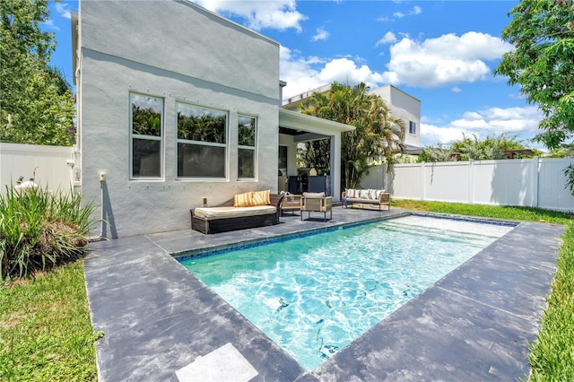 2246 Fiesta Dr, Sarasota, FL 34231 - view of swimming pool featuring outdoor lounge area, a fenced backyard, and a patio