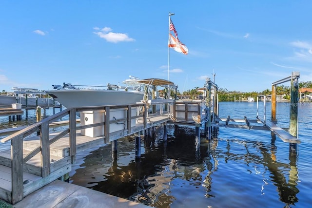 view of dock featuring a water view