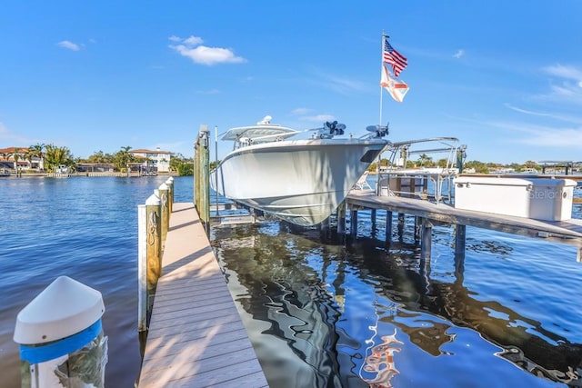 dock area featuring a water view