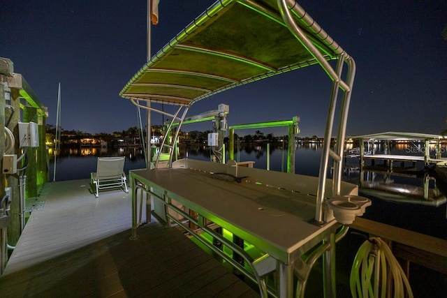 view of dock featuring a water view