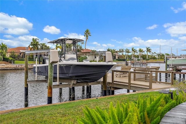 dock area featuring a water view