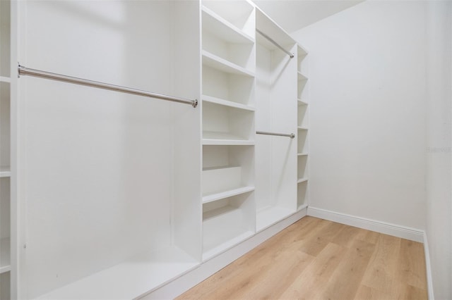 walk in closet featuring light hardwood / wood-style flooring