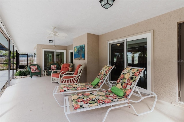 view of patio / terrace featuring a ceiling fan