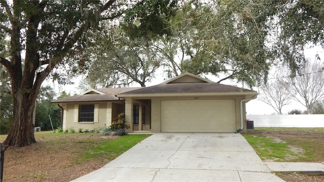 single story home with a garage