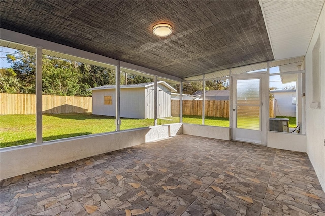 view of unfurnished sunroom