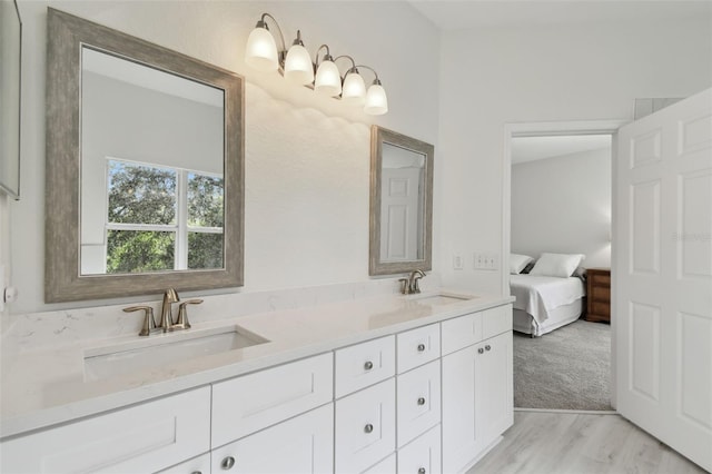 bathroom featuring wood-type flooring and vanity