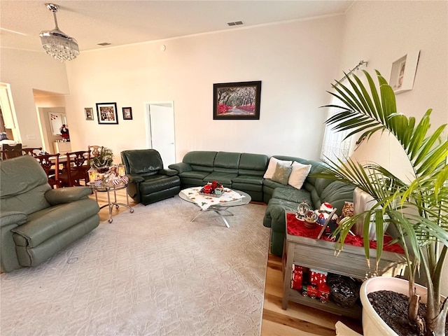 living room with light hardwood / wood-style floors